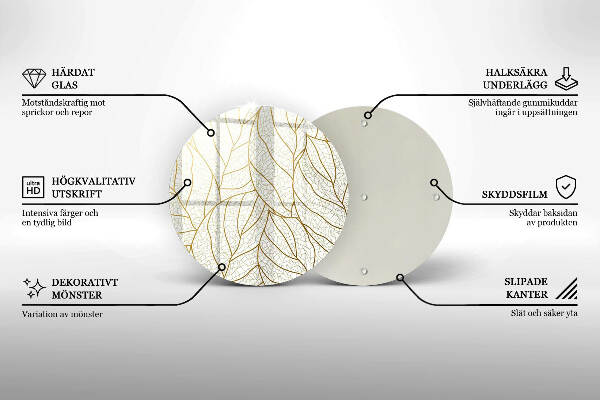 Sottobicchiere in vetro per candele tombali con motivo a foglie stilizzato