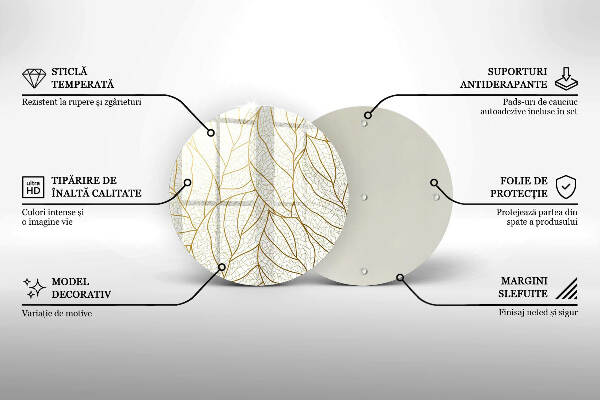 Sottobicchiere in vetro per candele tombali con motivo a foglie stilizzato