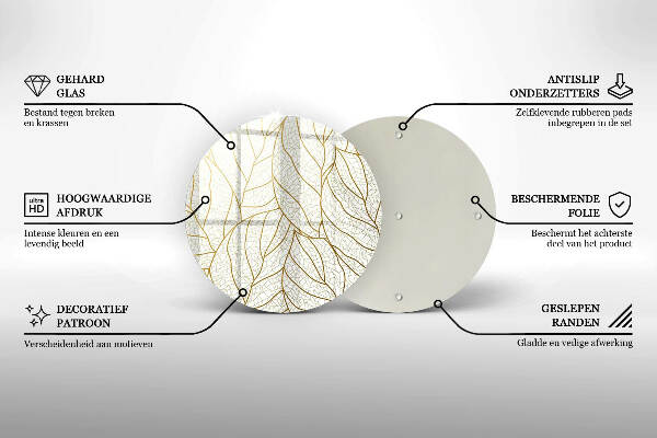 Sottobicchiere in vetro per candele tombali con motivo a foglie stilizzato