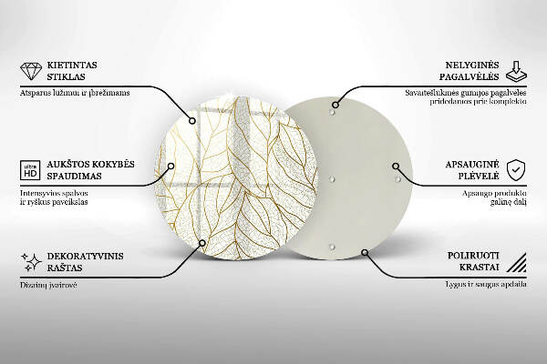 Sottobicchiere in vetro per candele tombali con motivo a foglie stilizzato