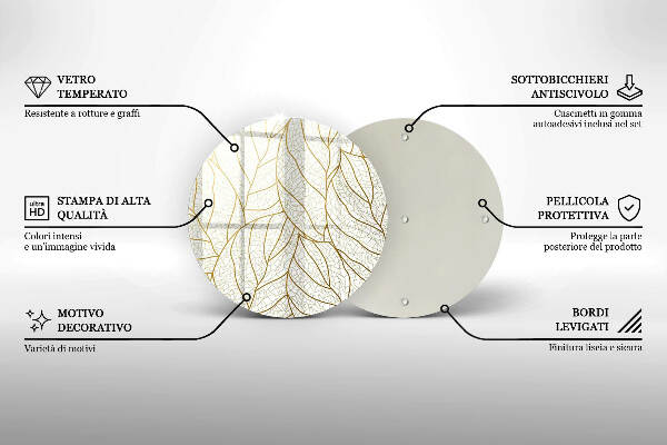 Sottobicchiere in vetro per candele tombali con motivo a foglie stilizzato