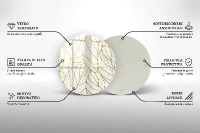 Sottobicchiere in vetro per candele tombali con motivo a foglie stilizzato