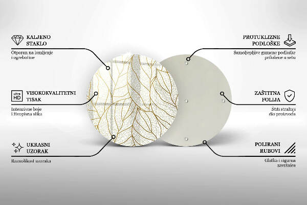 Sottobicchiere in vetro per candele tombali con motivo a foglie stilizzato