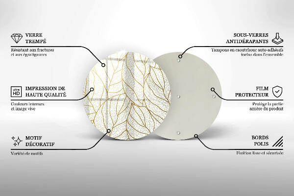 Sottobicchiere in vetro per candele tombali con motivo a foglie stilizzato