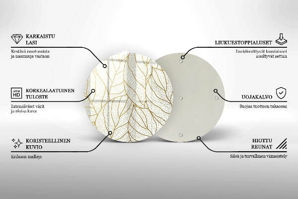 Sottobicchiere in vetro per candele tombali con motivo a foglie stilizzato