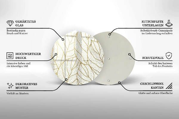 Sottobicchiere in vetro per candele tombali con motivo a foglie stilizzato