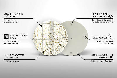 Sottobicchiere in vetro per candele tombali con motivo a foglie stilizzato