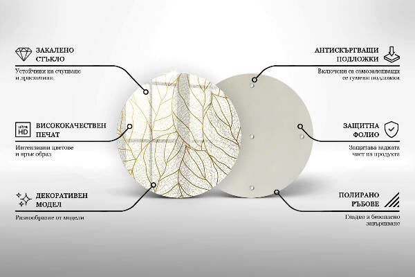 Sottobicchiere in vetro per candele tombali con motivo a foglie stilizzato