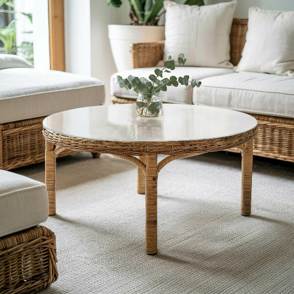 Top tavolo rotondo di colore bianco liscio