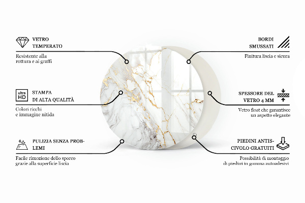 Top tavolo rotondo di colore bianco liscio