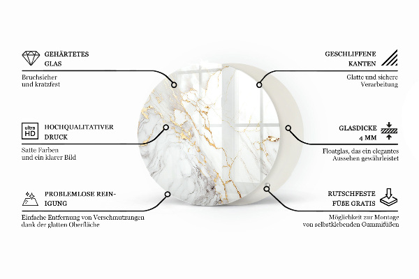 Top tavolo rotondo con motivo a trama marmorizzata