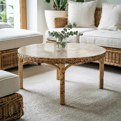 Top tavolo rotondo con motivo a trama marmorizzata