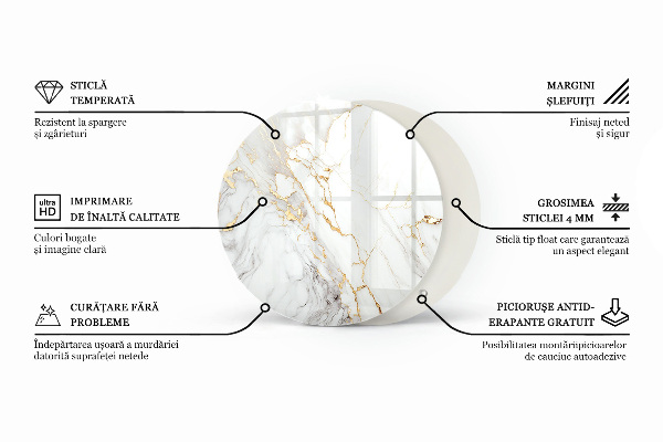 Top tavolo rotondo con motivo a trama marmorizzata