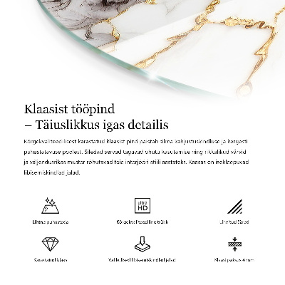 Top tavolo rotondo con motivo a mosaico e ornamenti