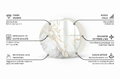 Top tavolo rotondo con motivo a mosaico e ornamenti