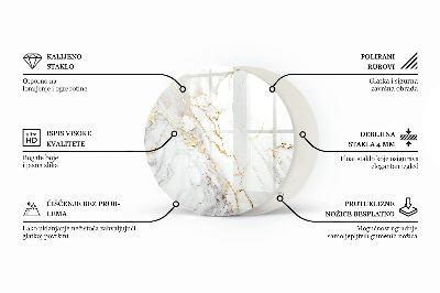 Top tavolo rotondo con motivo a mosaico e ornamenti