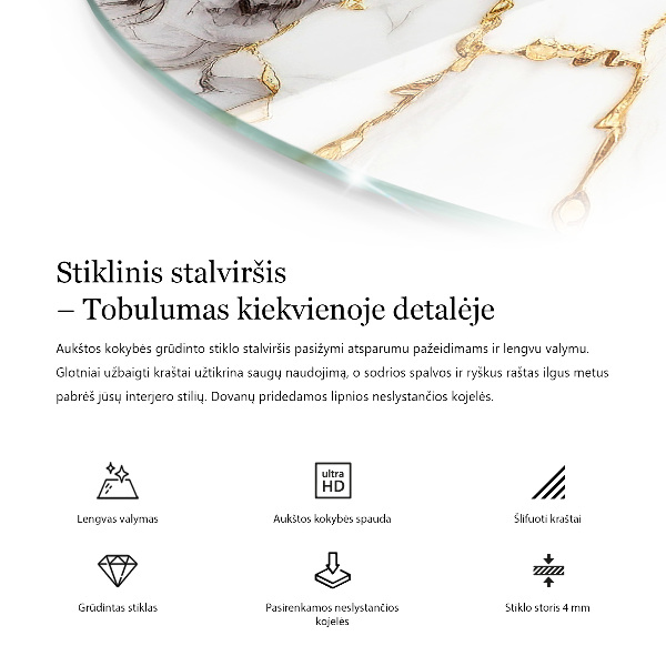 Top tavolo rotondo con motivo a mosaico e ornamenti