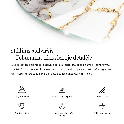 Top tavolo rotondo con motivo a mosaico e ornamenti