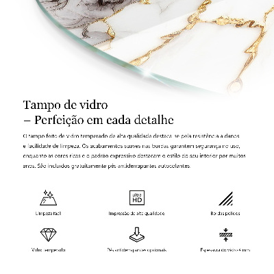 Top tavolo rotondo con motivo a mosaico e ornamenti