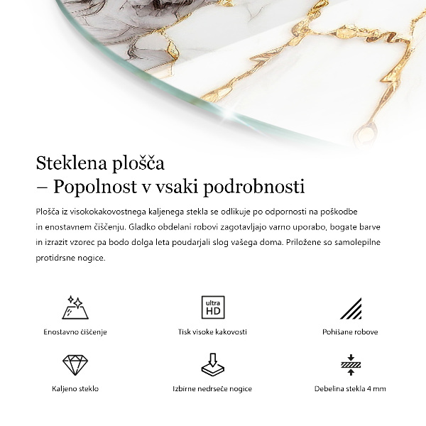 Top tavolo rotondo con motivo a mosaico e ornamenti