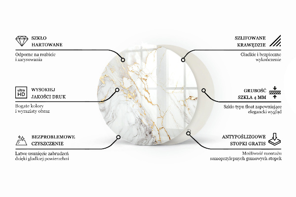 Top tavolo rotondo in elegante marmo venato