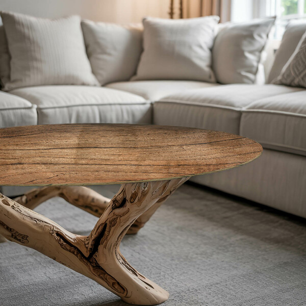 Top tavolo rotondo con motivo effetto legno naturale