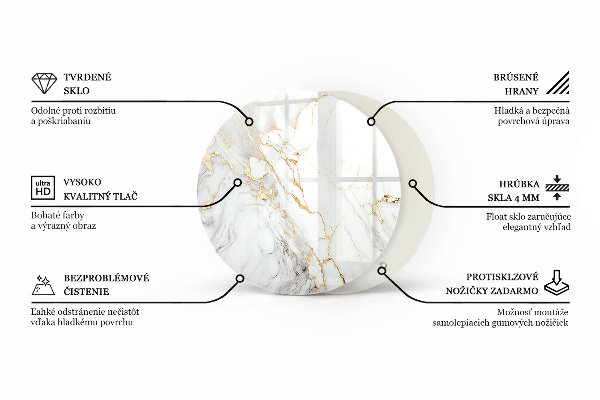 Top tavolo rotondo con motivo a marmo venato