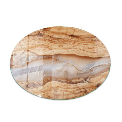 Top tavolo rotondo in legno naturale con inserto in resina