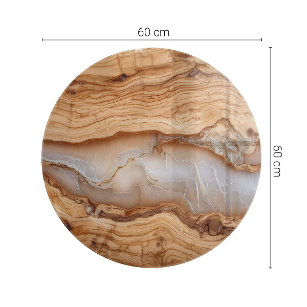 Top tavolo rotondo in legno naturale con inserto in resina