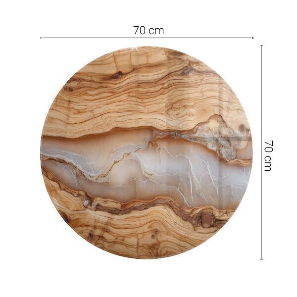 Top tavolo rotondo in legno naturale con inserto in resina