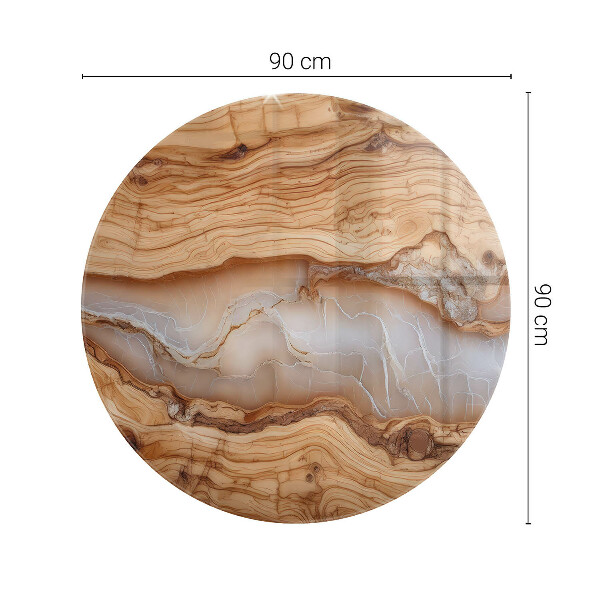 Top tavolo rotondo in legno naturale con inserto in resina