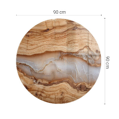 Top tavolo rotondo in legno naturale con inserto in resina