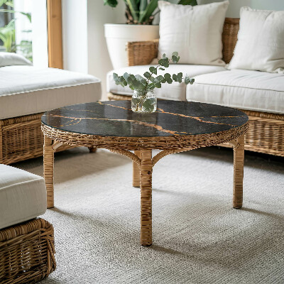 Top tavolo rotondo con motivo marmorizzato e venature naturali