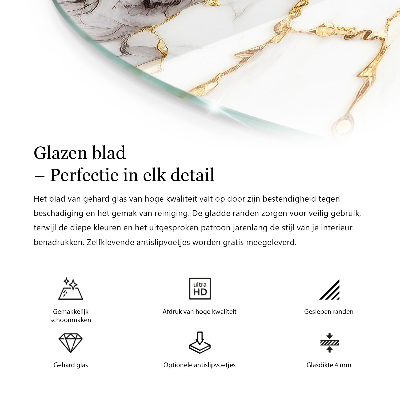 Top tavolo rotondo con motivo marmorizzato e venature naturali