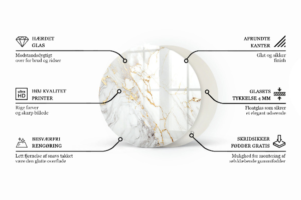 Top tavolo rotondo con motivo marmorizzato e venature naturali