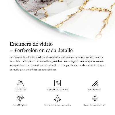 Top tavolo rotondo con motivo in marmo naturale