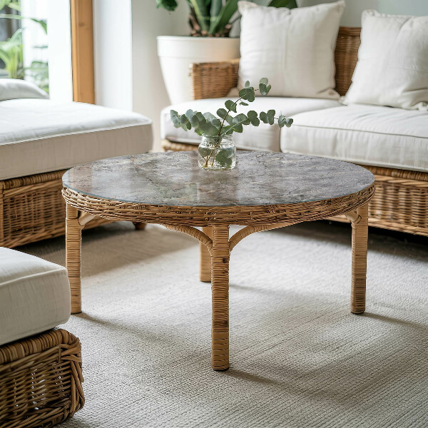 Top tavolo rotondo con motivo in marmo naturale