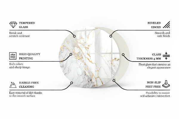 Top tavolo rotondo con motivo in marmo naturale