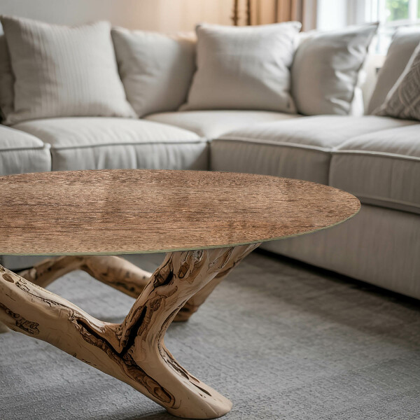 Top tavolo rotondo con motivo effetto legno naturale