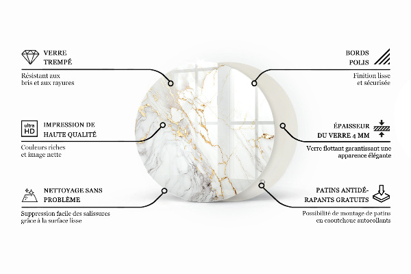 Top tavolo rotondo con motivo effetto legno naturale