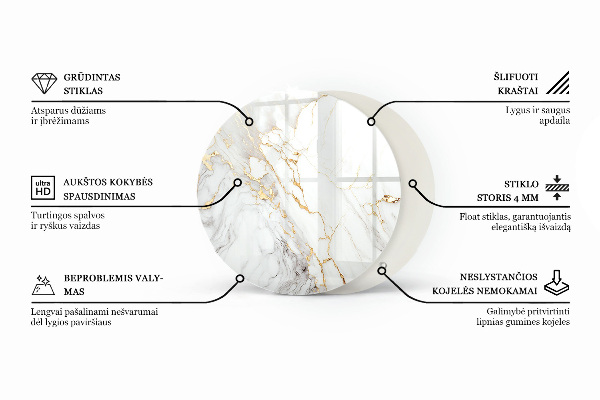 Top tavolo rotondo con motivo a superficie effetto marmo