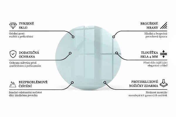 Piano tavolo rotondo in materiale trasparente