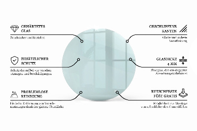 Piano tavolo rotondo in materiale trasparente
