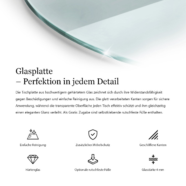 Piano tavolo rotondo in materiale trasparente