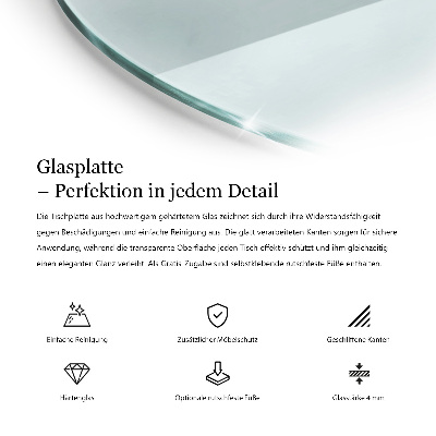 Piano tavolo rotondo in materiale trasparente