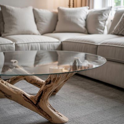 Piano tavolo rotondo in materiale trasparente