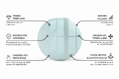 Piano tavolo rotondo in materiale trasparente