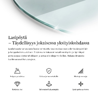 Piano tavolo rotondo in materiale trasparente