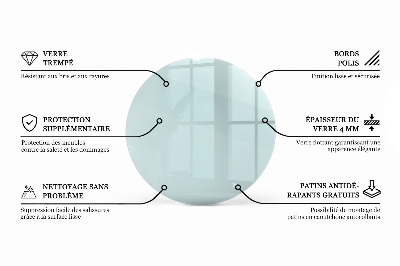 Piano tavolo rotondo in materiale trasparente