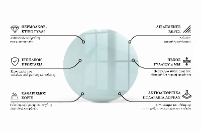 Piano tavolo rotondo in materiale trasparente